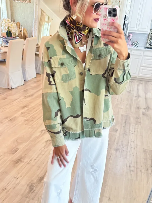 Camo Peace Patch Denim Jacket
