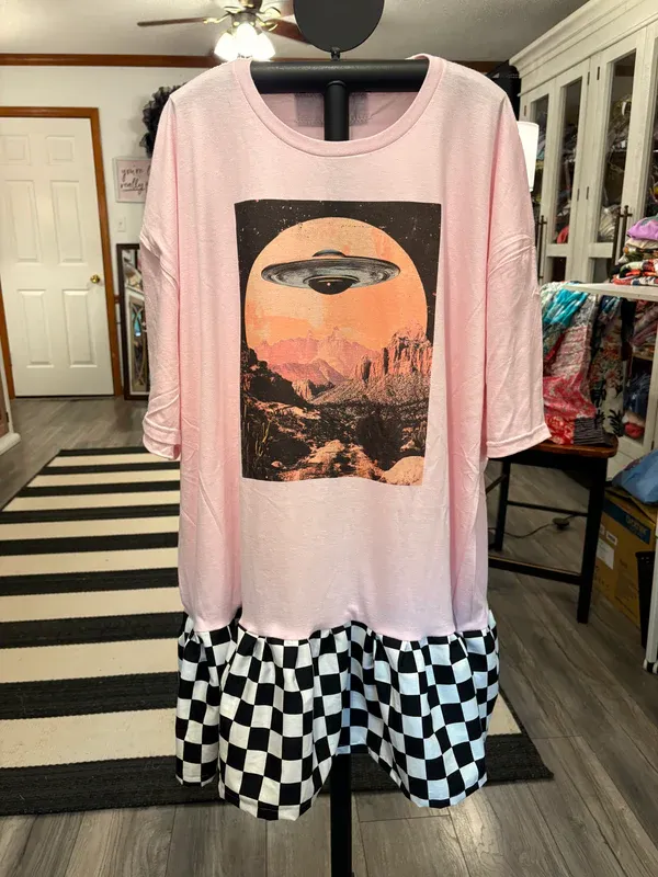 You’re Ride Is Here Upcycled Tee Dress
