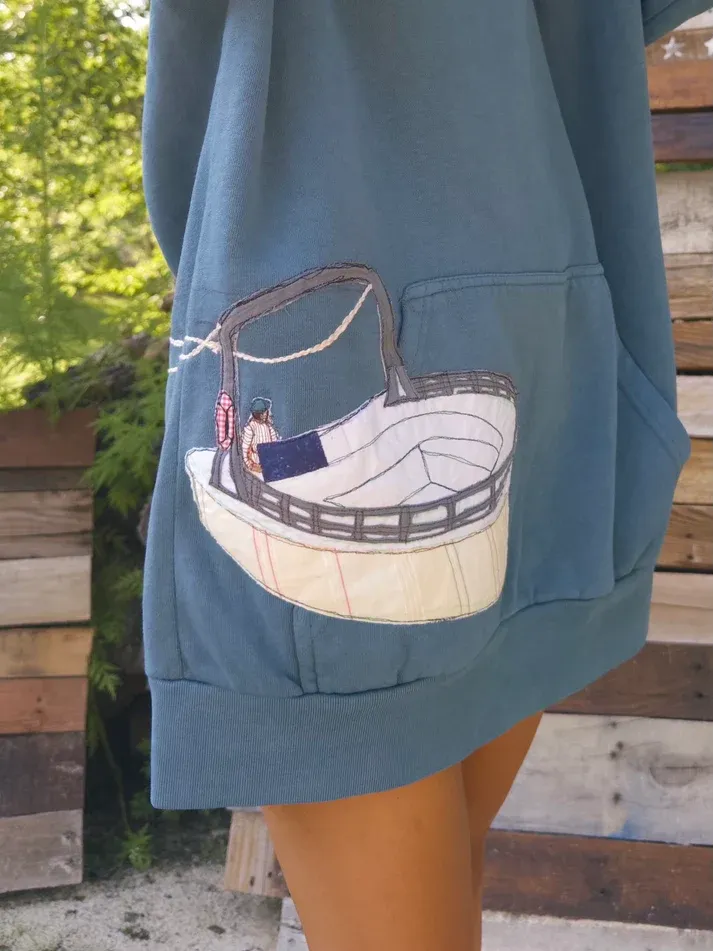 Parasail Graphic Oversized Blue Hoodie
