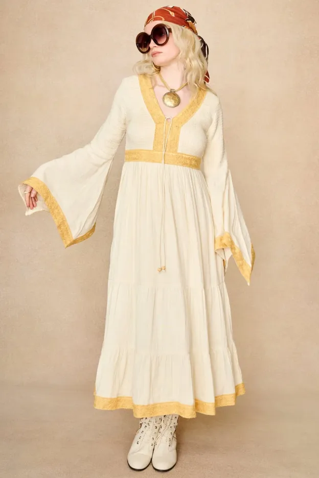 Reverie Cream Lace Trim Maxi Dress
