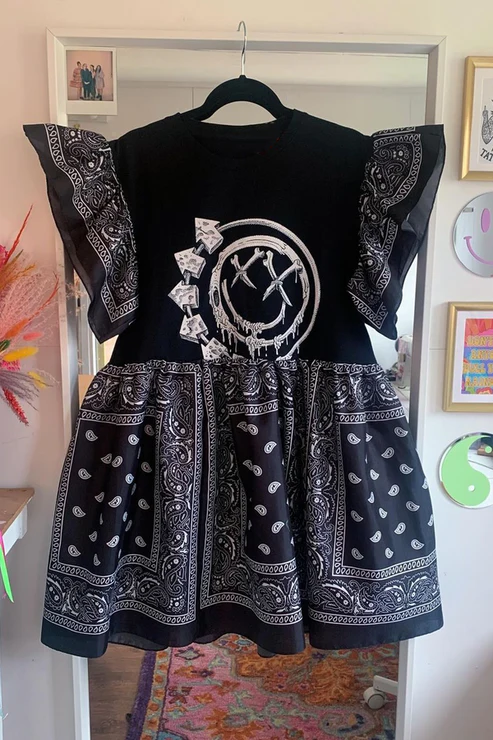 Smiley Face Puff Sleeve Dress