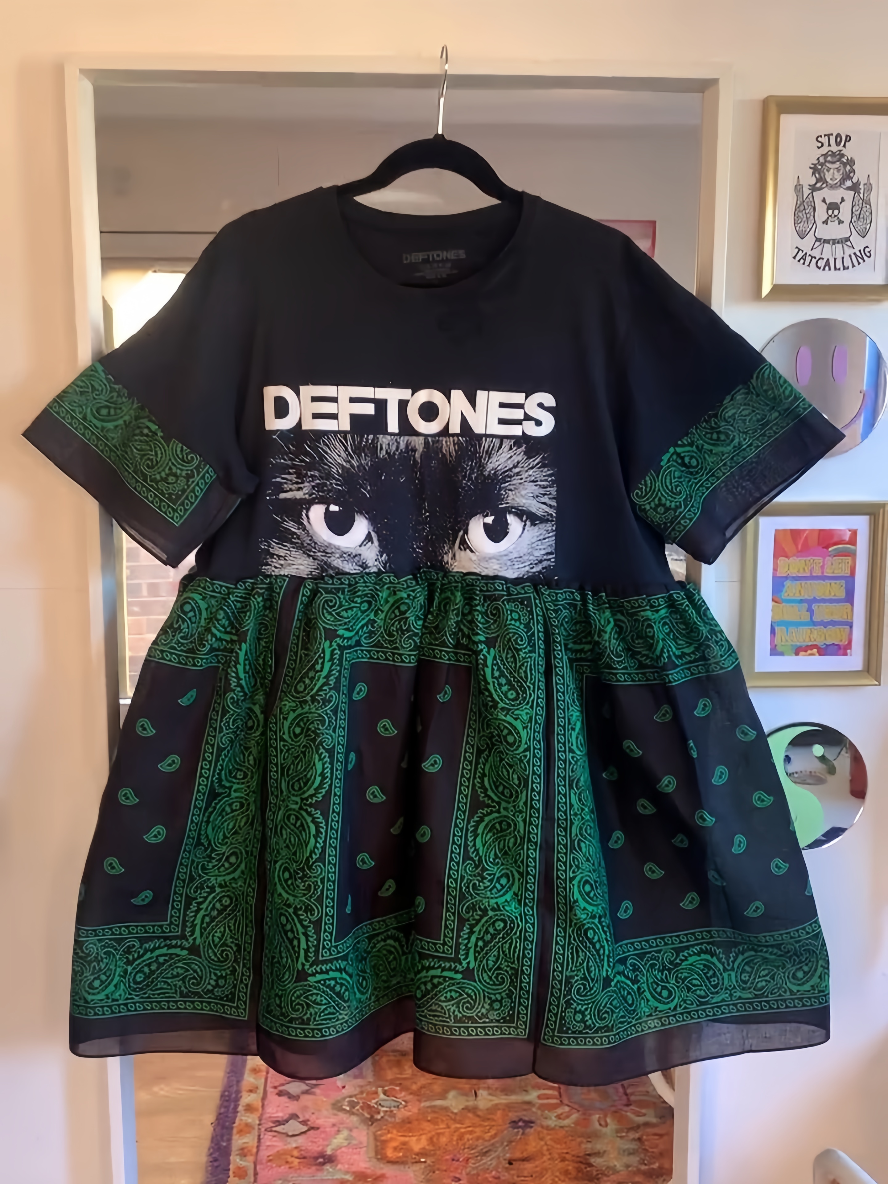 Deftones Cat Eye Puff Sleeve Dress
