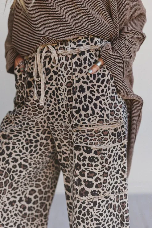 Lucky One Animal Print Cargo Pants