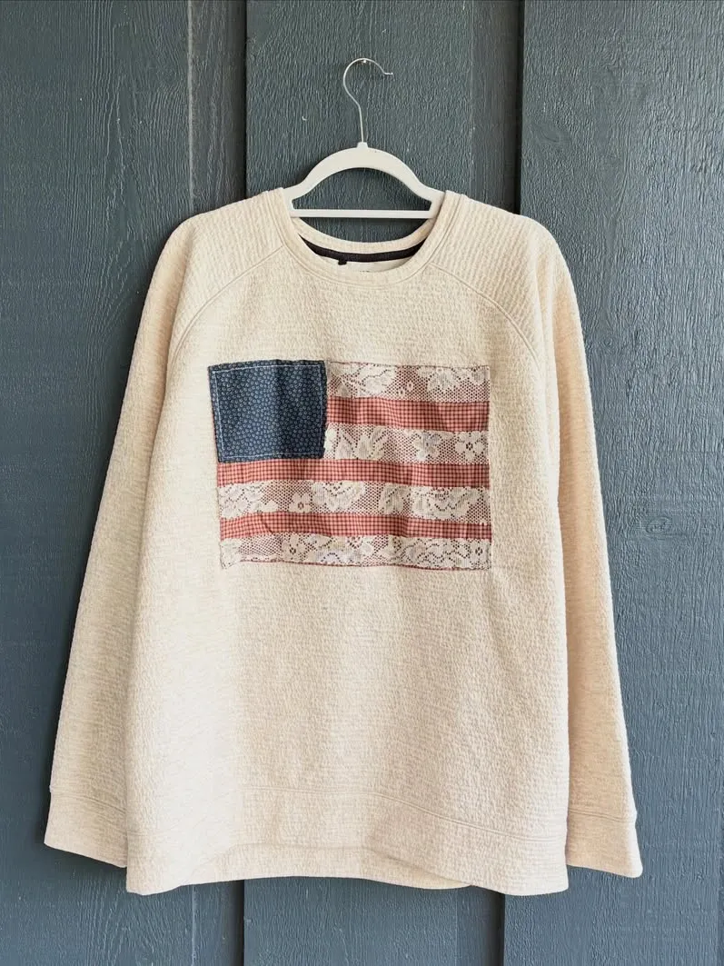 Patchwork Flag Boho Crewneck Sweatshirt