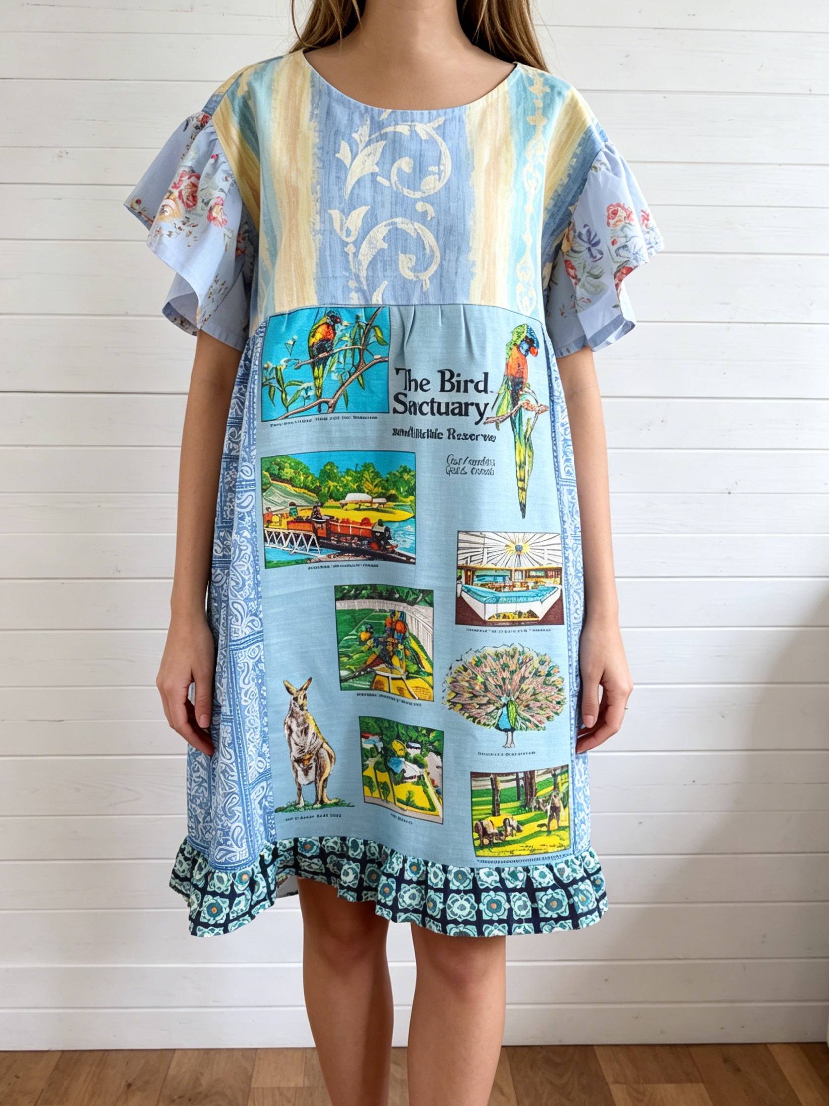 Australian Wildlife Patchwork Maxi Dress