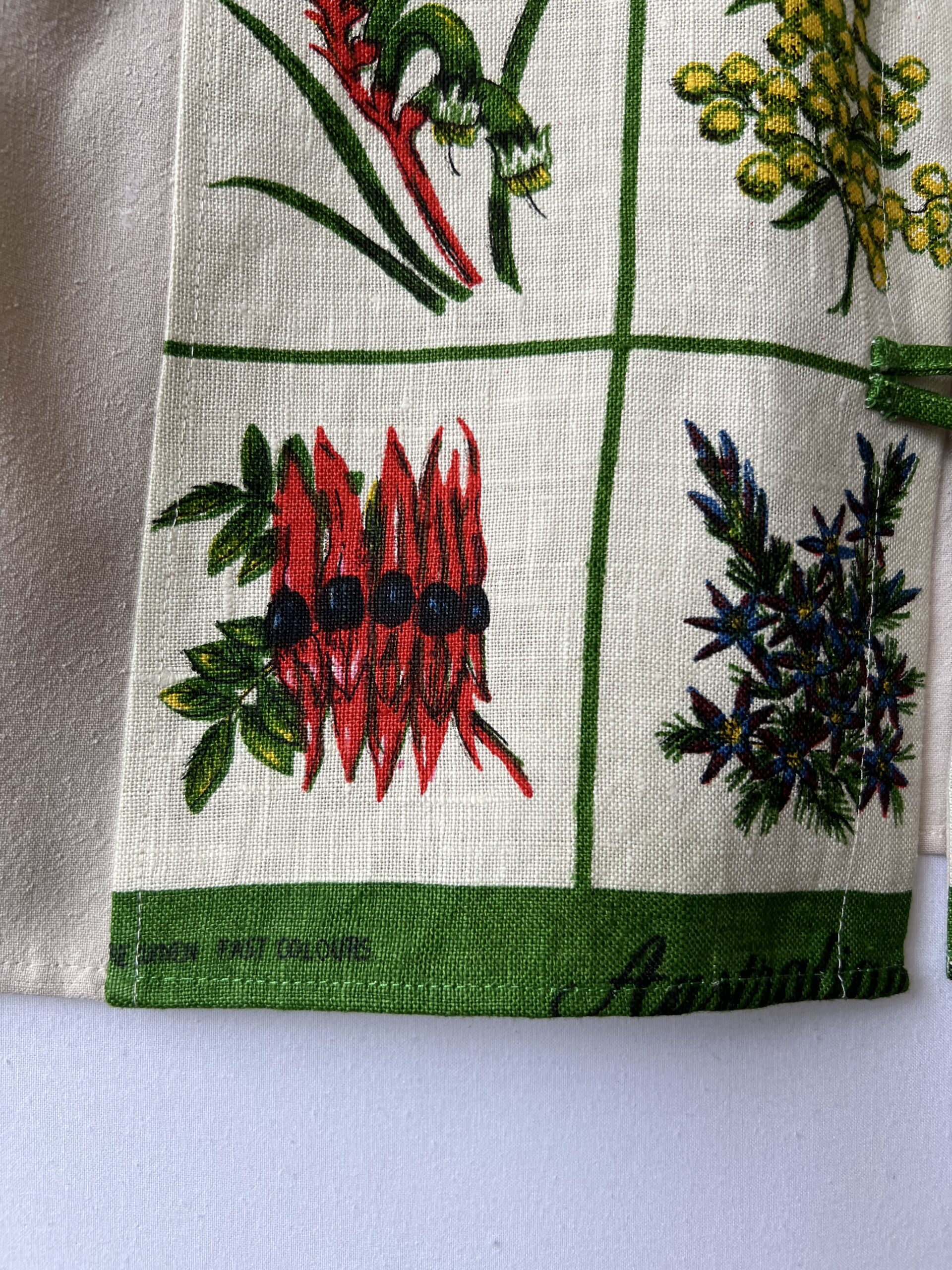 Australian Wildflower Grid Print Cotton Linen Short Sleeve Shirt