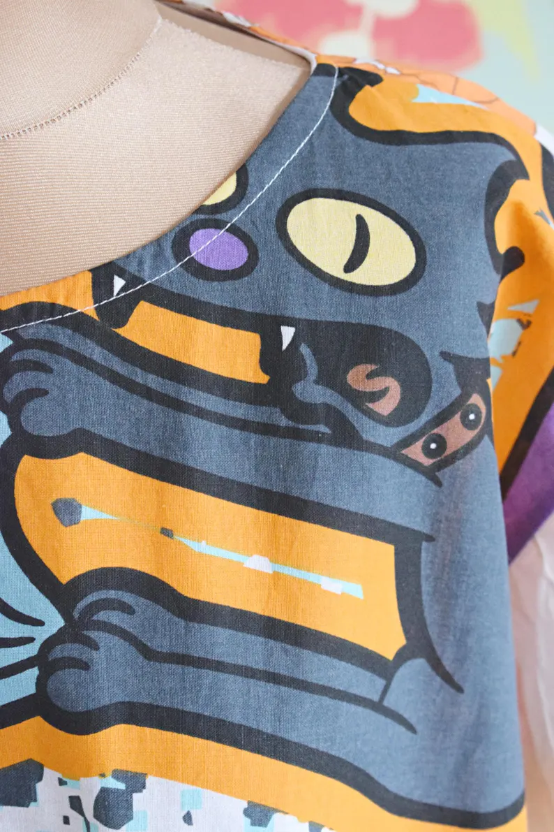 Pop Art Cartoon Patchwork Midi Dress