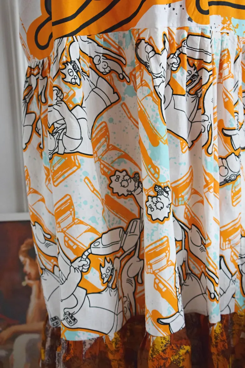 Pop Art Cartoon Patchwork Midi Dress
