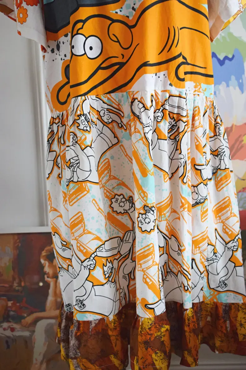 Pop Art Cartoon Patchwork Midi Dress