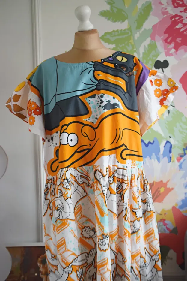 Pop Art Cartoon Patchwork Midi Dress