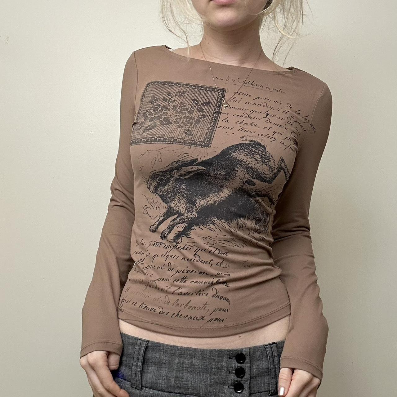 Printed long-sleeved top