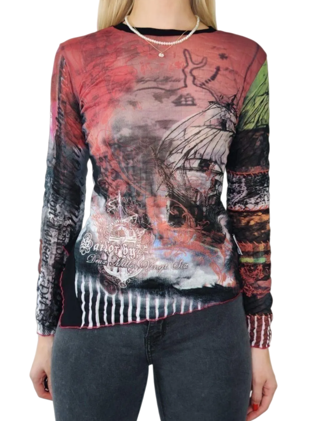 Black and pink long-sleeved