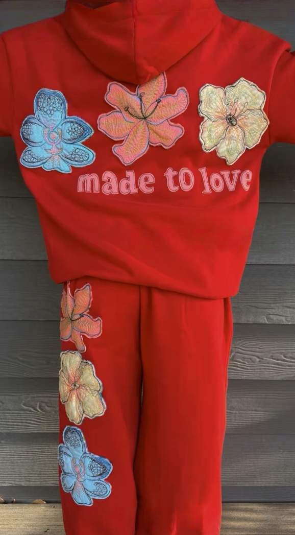 "Made to Love" Embroidered Flower Hoodie