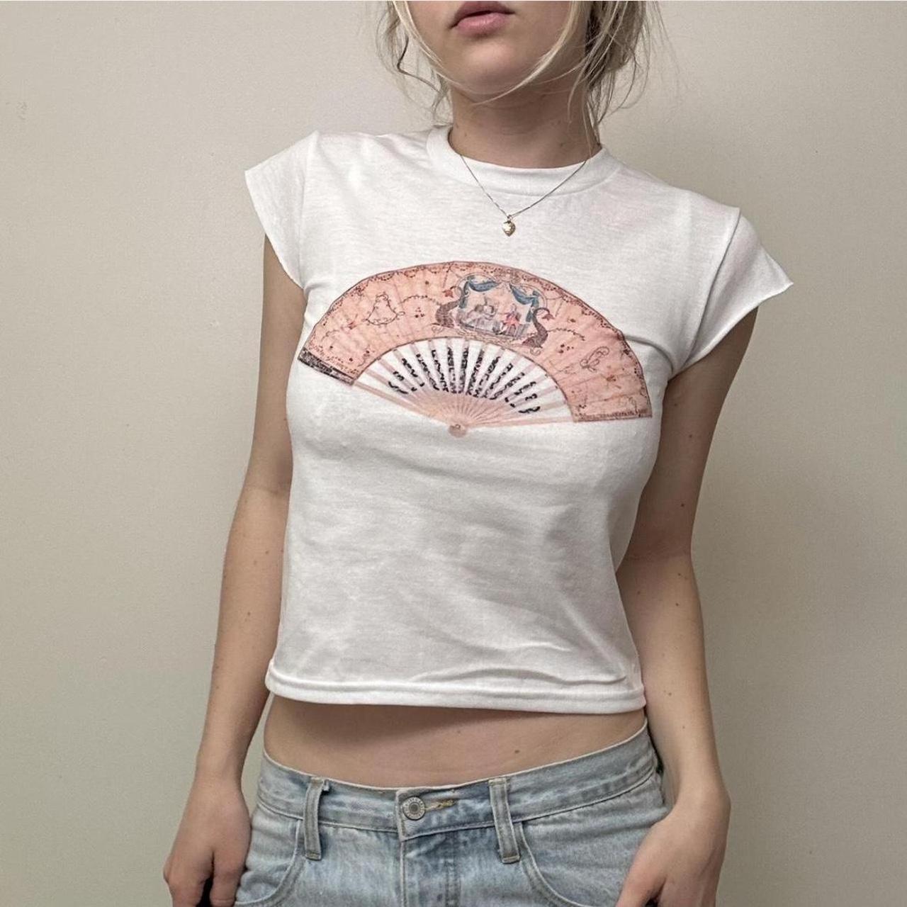Women's White and Pink Shirt