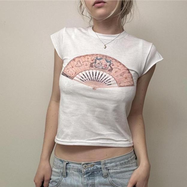 Women's White and Pink Shirt