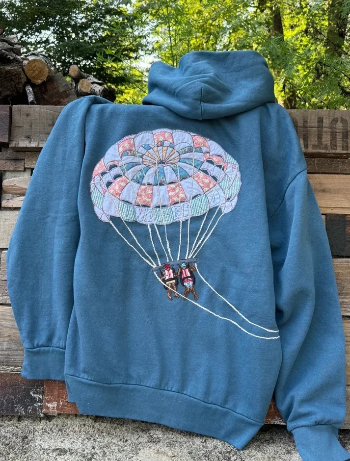 Parasail Graphic Oversized Blue Hoodie