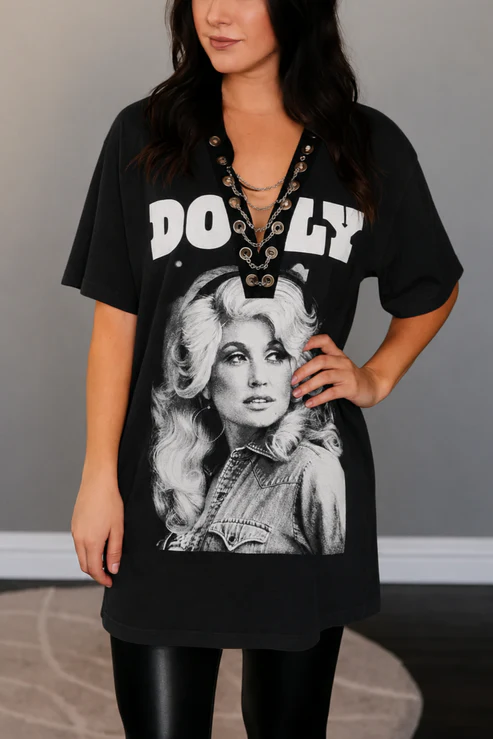 Dolly Parton Lace-Up Mini Dress