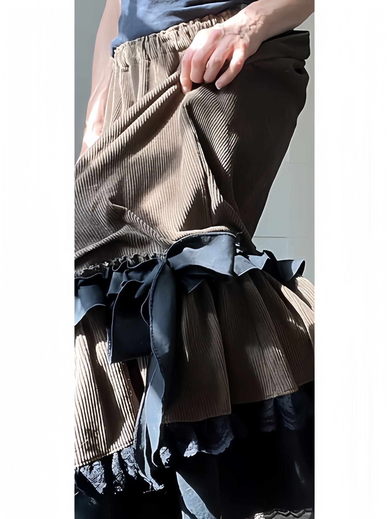 Corduroy Wide Ruffle Bowtie Bloomers Pants