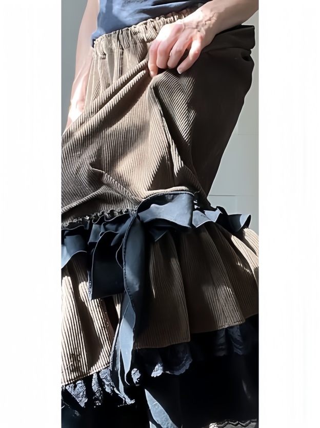 Corduroy Wide Ruffle Bowtie Bloomers Pants