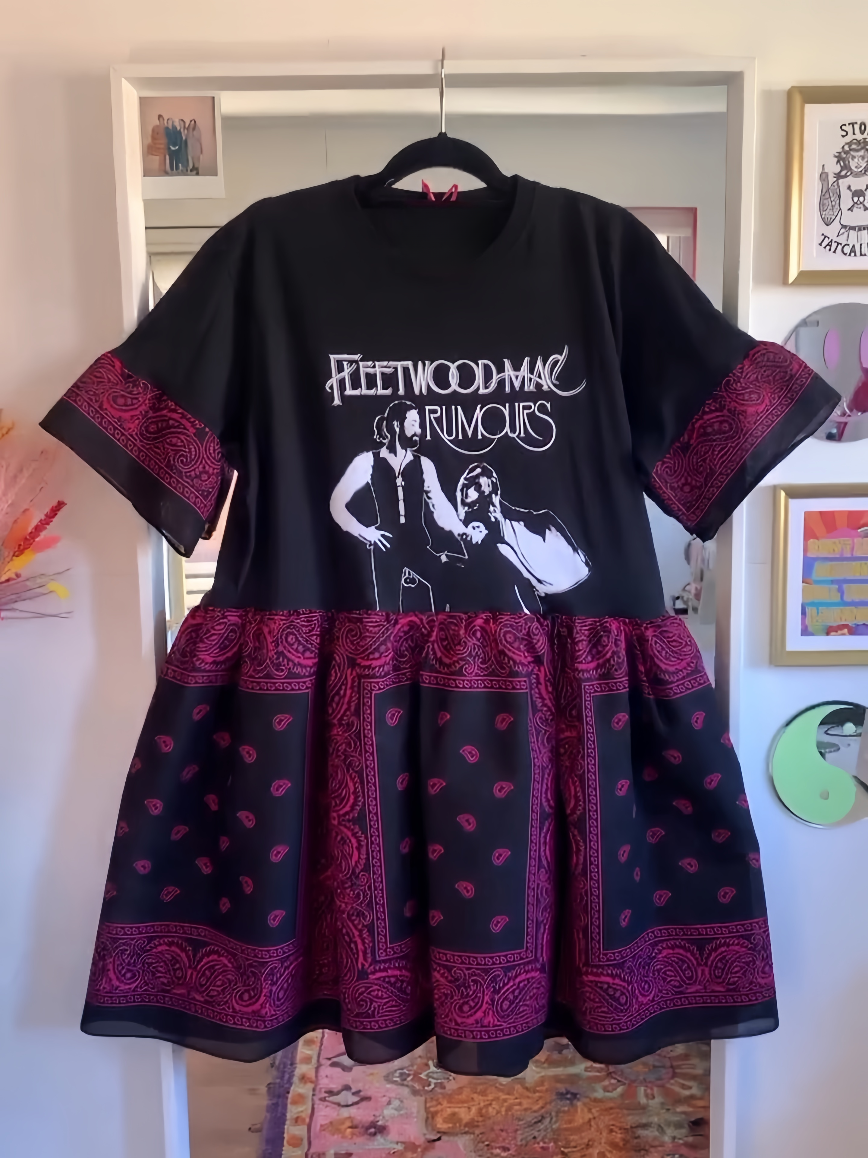 Upcycled Fleetwood Mac Pink Bandana Dress