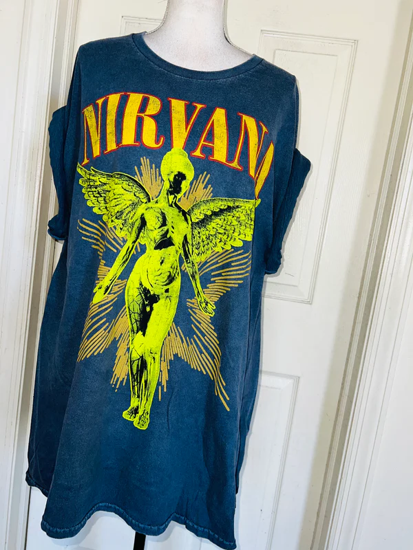 Nirvana Double Sided Oversized Distressed Tee