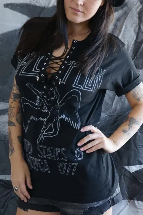 Led Zeppelin Lace-Up Band Tee