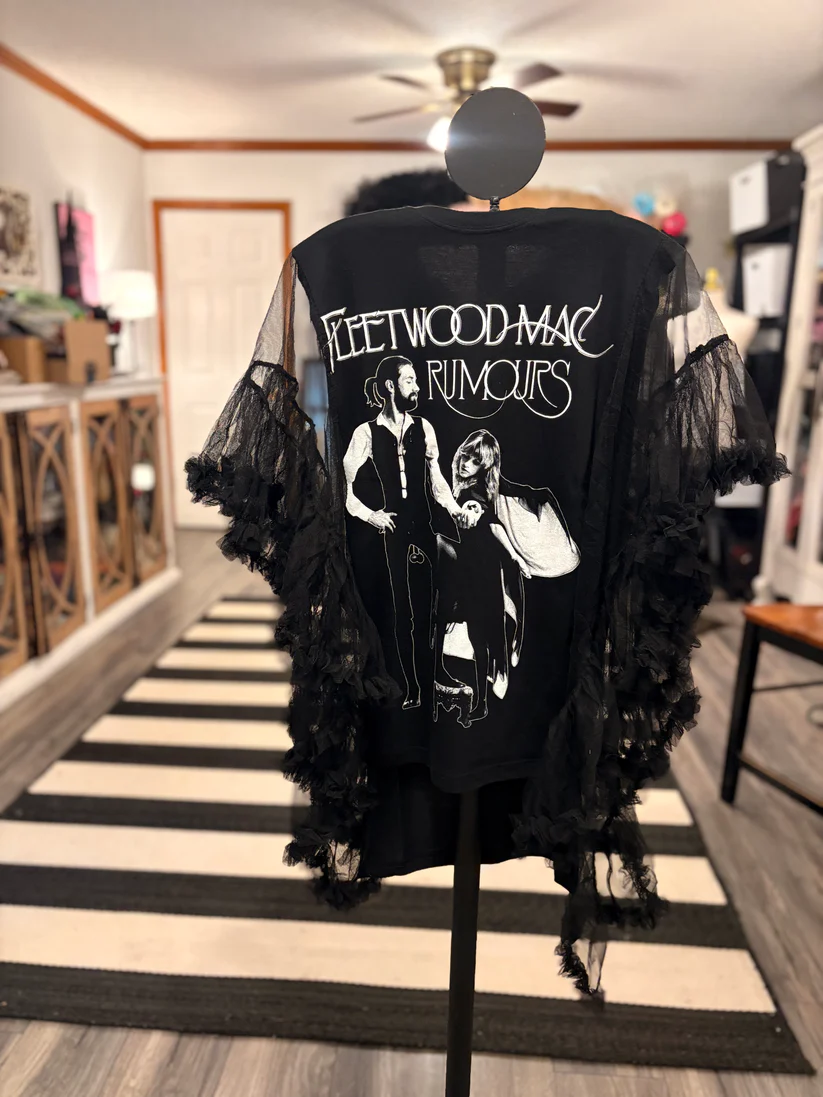 Black Fleetwood Mac Upcycled Rockstar Poncho