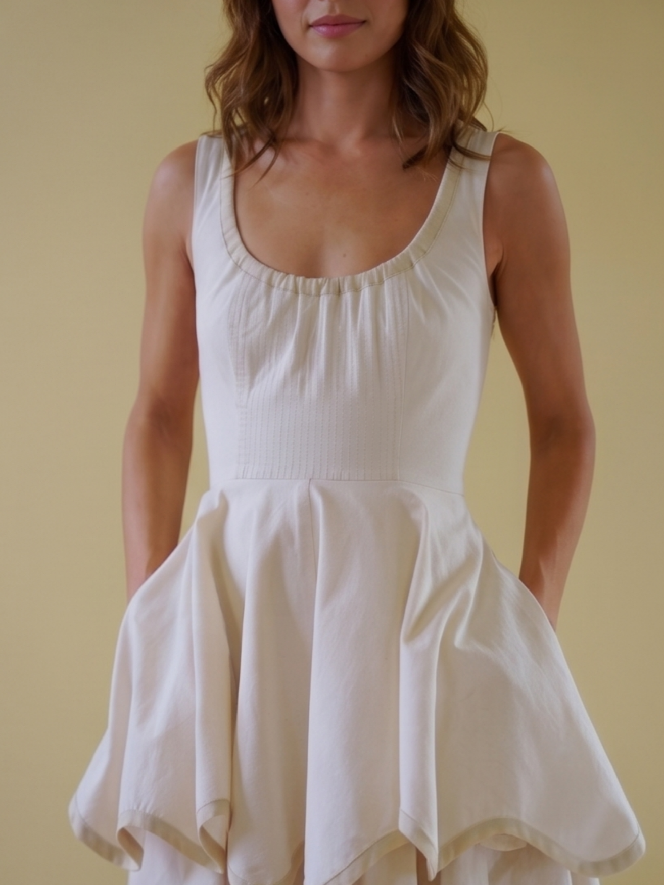 The Layered Scallop Midi-White
