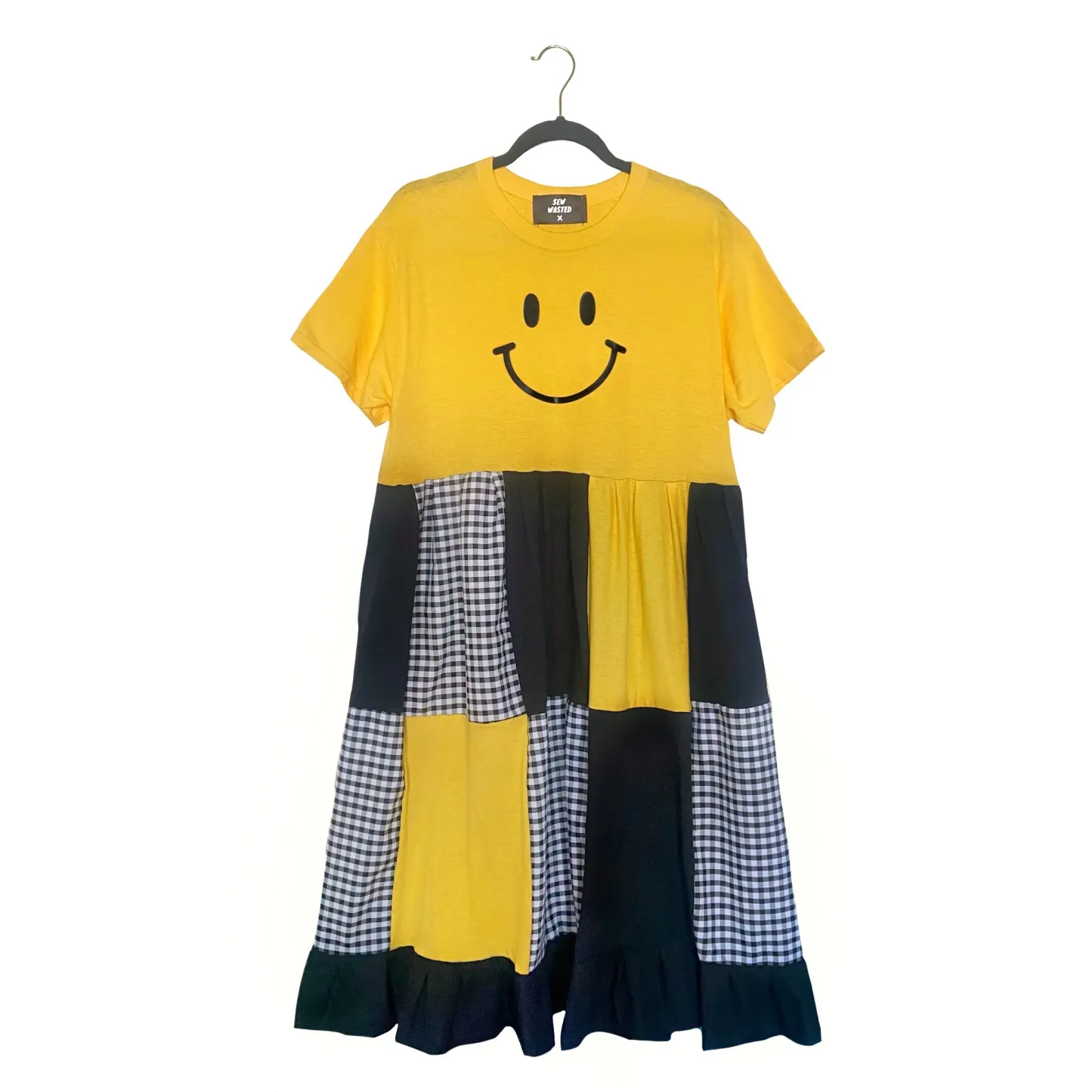 Happy Face Patchwork Smock Dress