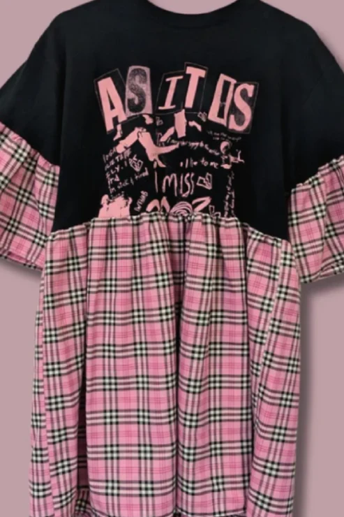 As It Is - Bubblegum Pink Tartan Smock Dress