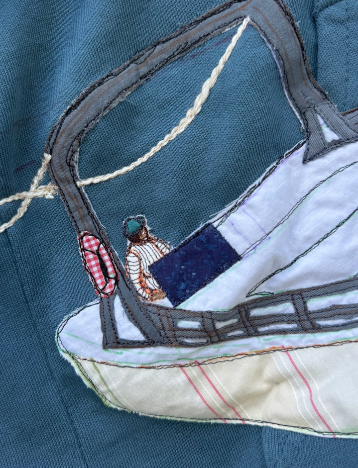 Parasail Graphic Oversized Blue Hoodie
