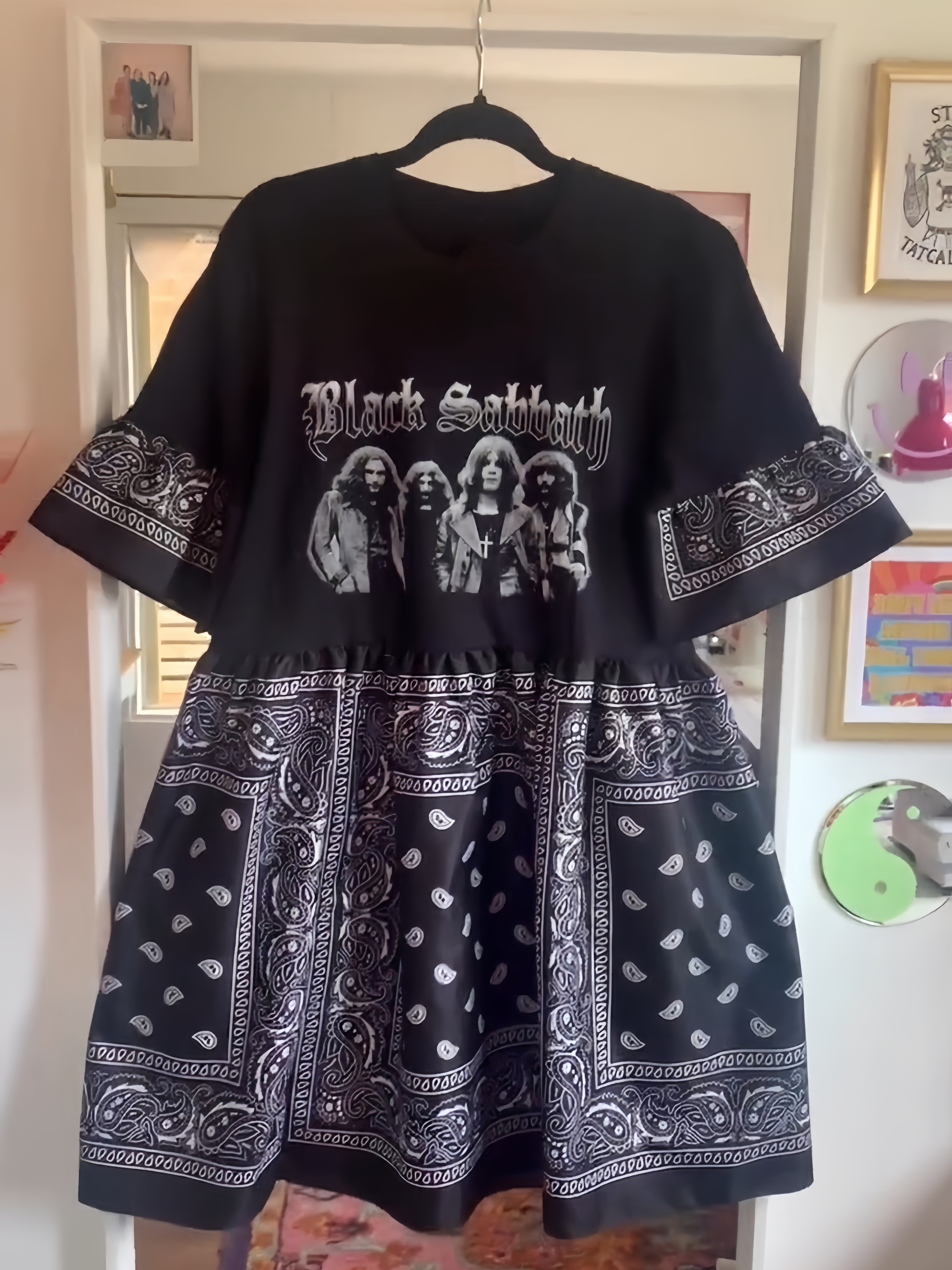 Upcycled Black Sabbath Bandana Print Dress