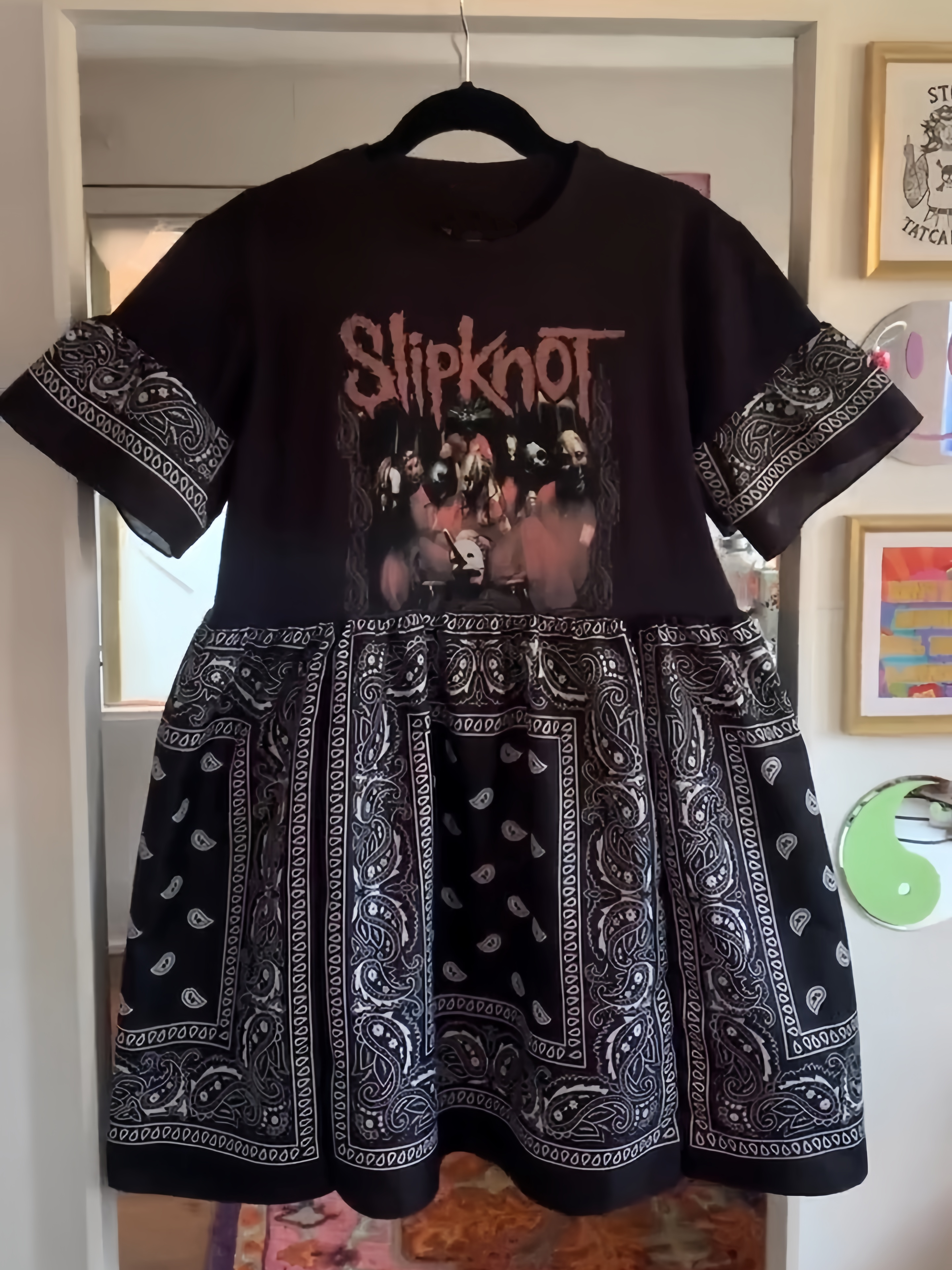 Upcycled Slipknot Black Bandana Print Dress