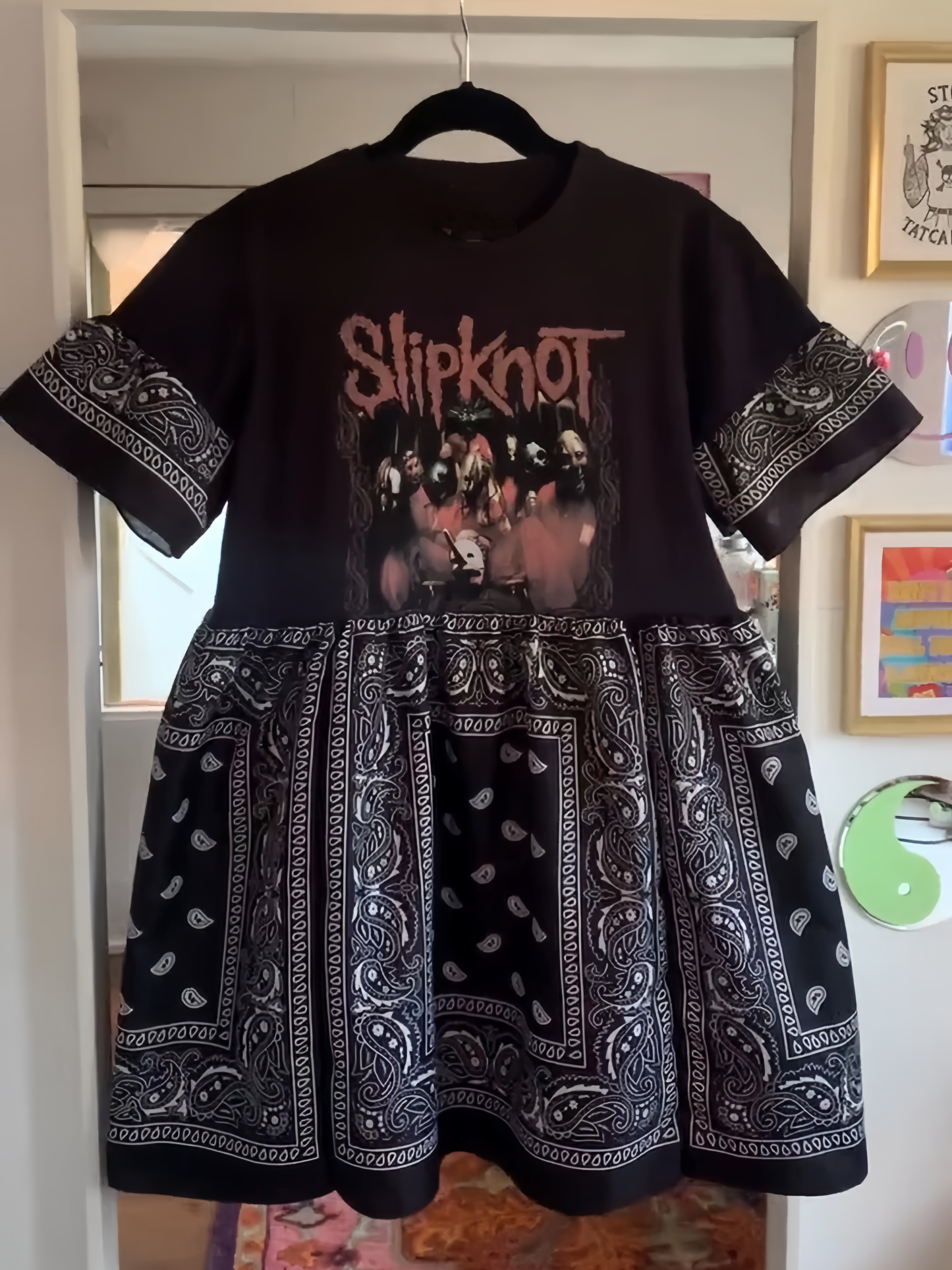 Upcycled Slipknot Black Bandana Print Dress