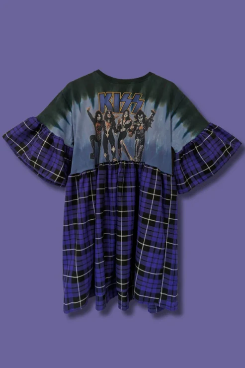 KISS - Purple Tartan Smock Dress