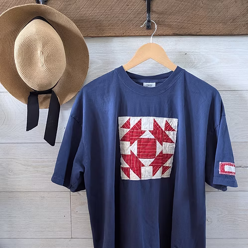 Limited Stock - Patriotic Quilt Block Tee • Navy