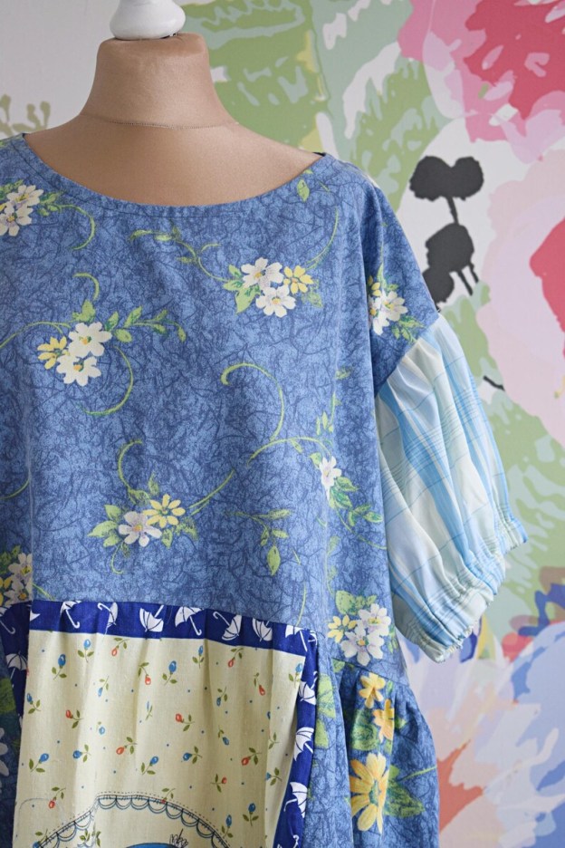 Vintage Daisy Victorian Girl Patchwork Midi Dress