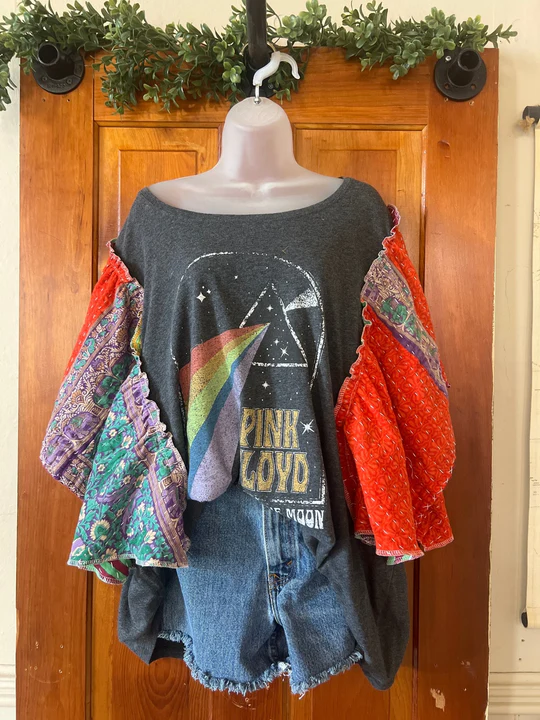 PINK FLOYD butterfly kantha sleeves