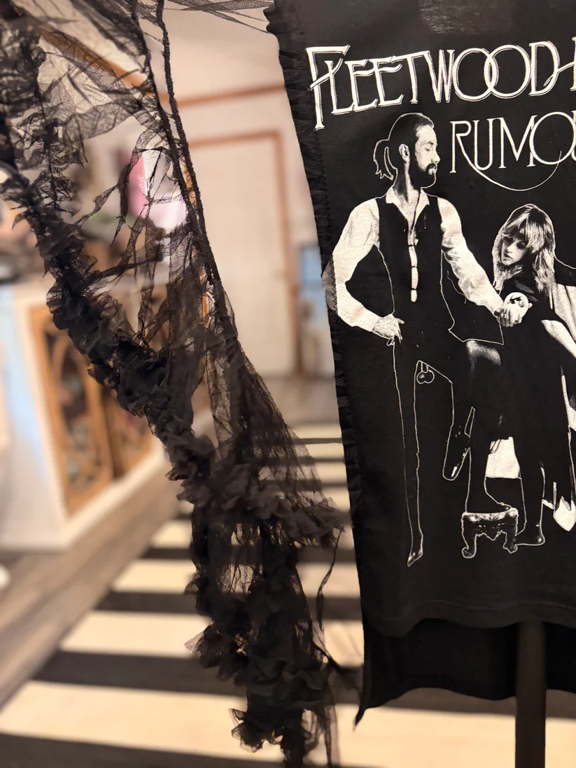 Black Fleetwood Mac Upcycled Rockstar Poncho