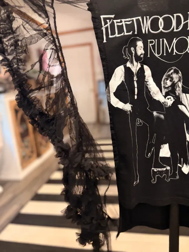 Black Fleetwood Mac Upcycled Rockstar Poncho