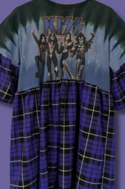 KISS - Purple Tartan Smock Dress