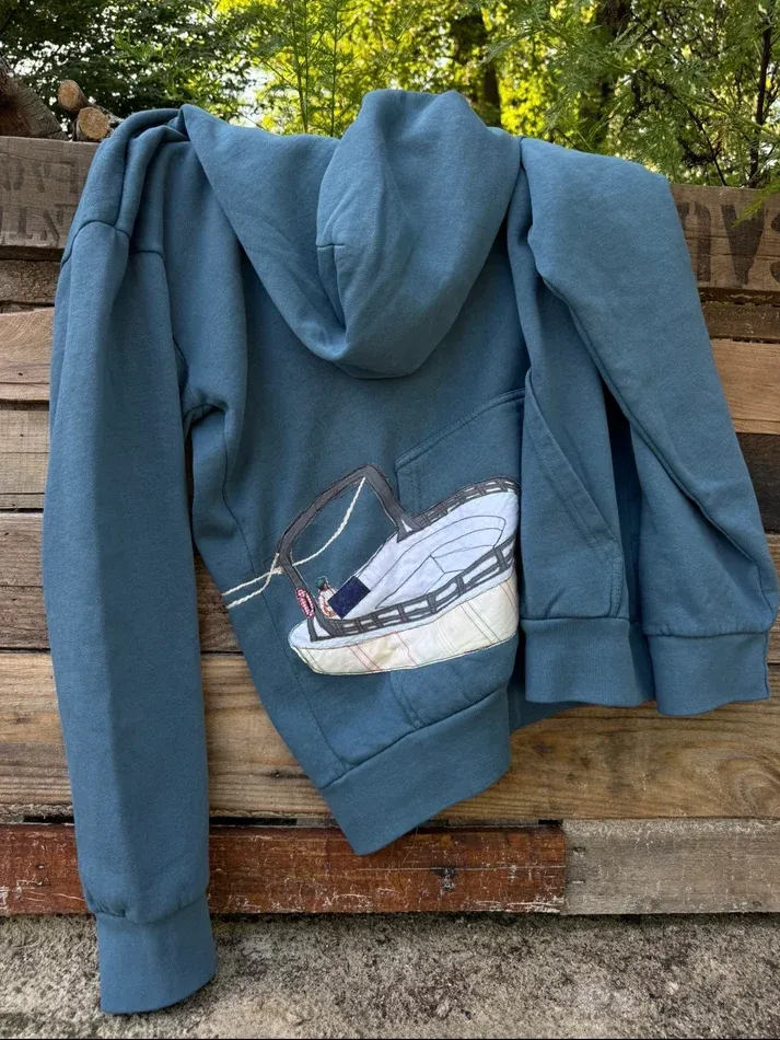 Parasail Graphic Oversized Blue Hoodie