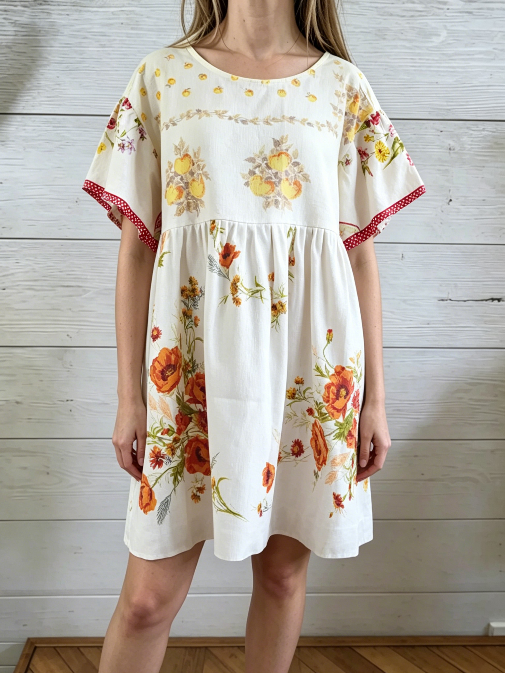 Vintage Poppy Floral Midi Dress