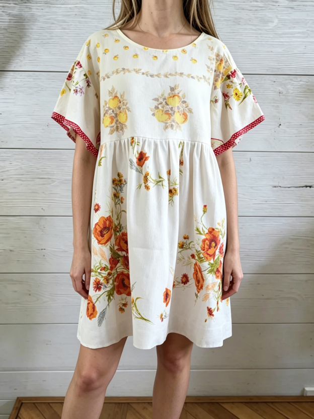 Vintage Poppy Floral Midi Dress