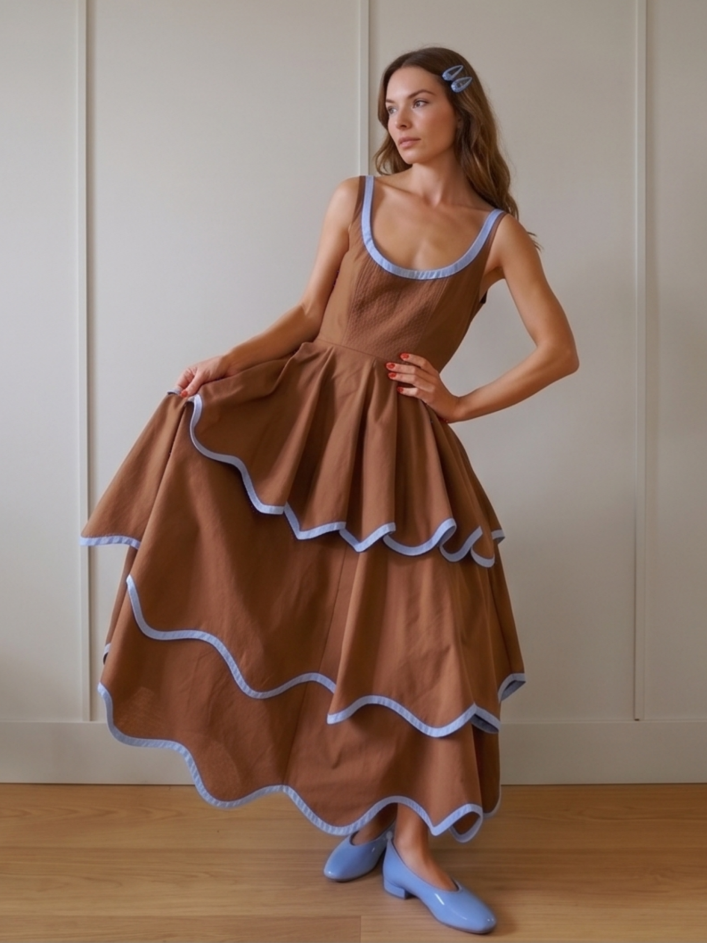 The Layered Scallop Midi-Coffee