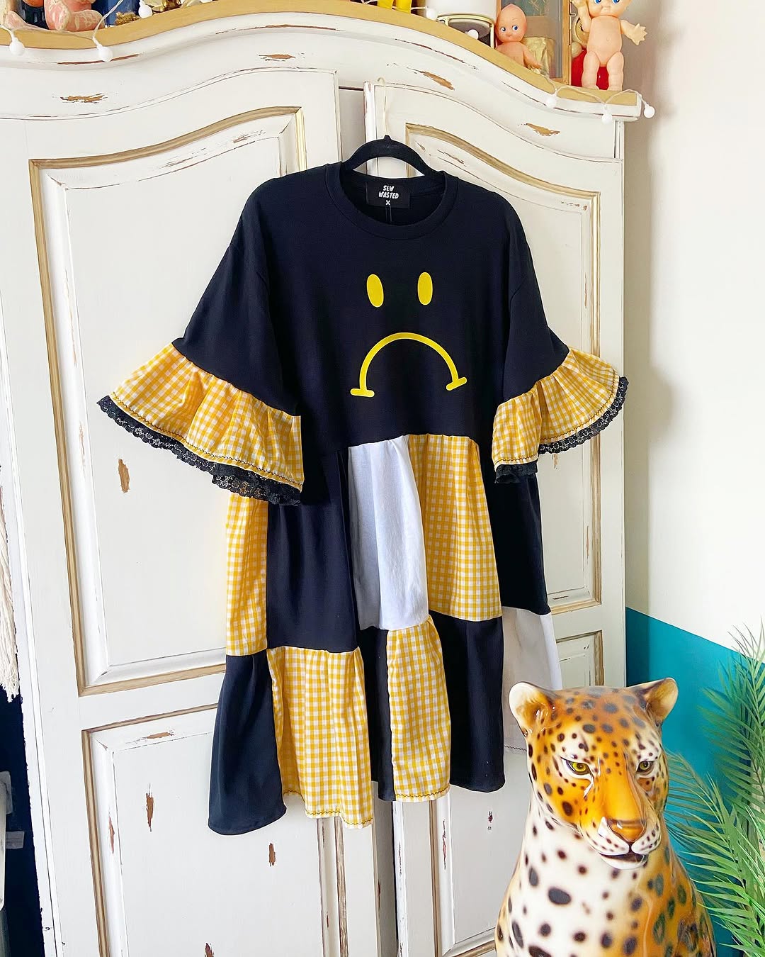 Happy Face Patchwork Smock Dress
