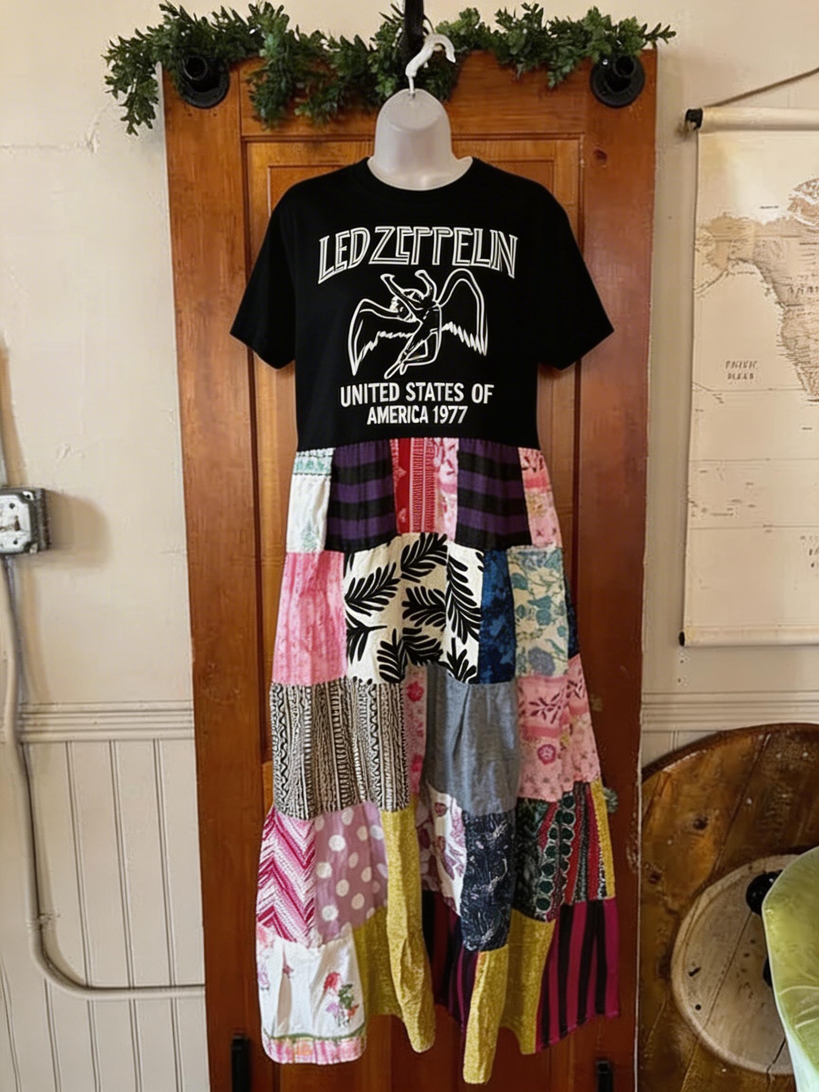 Led Zeppelin Patchwork Maxi Dress