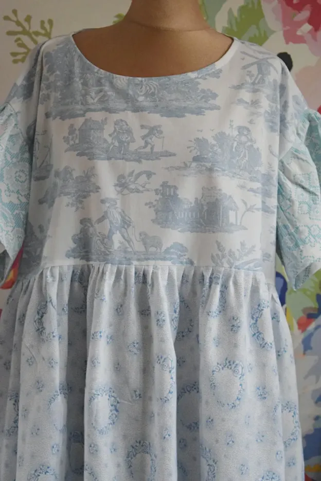 Blue Toile De Jouy Midi Dress