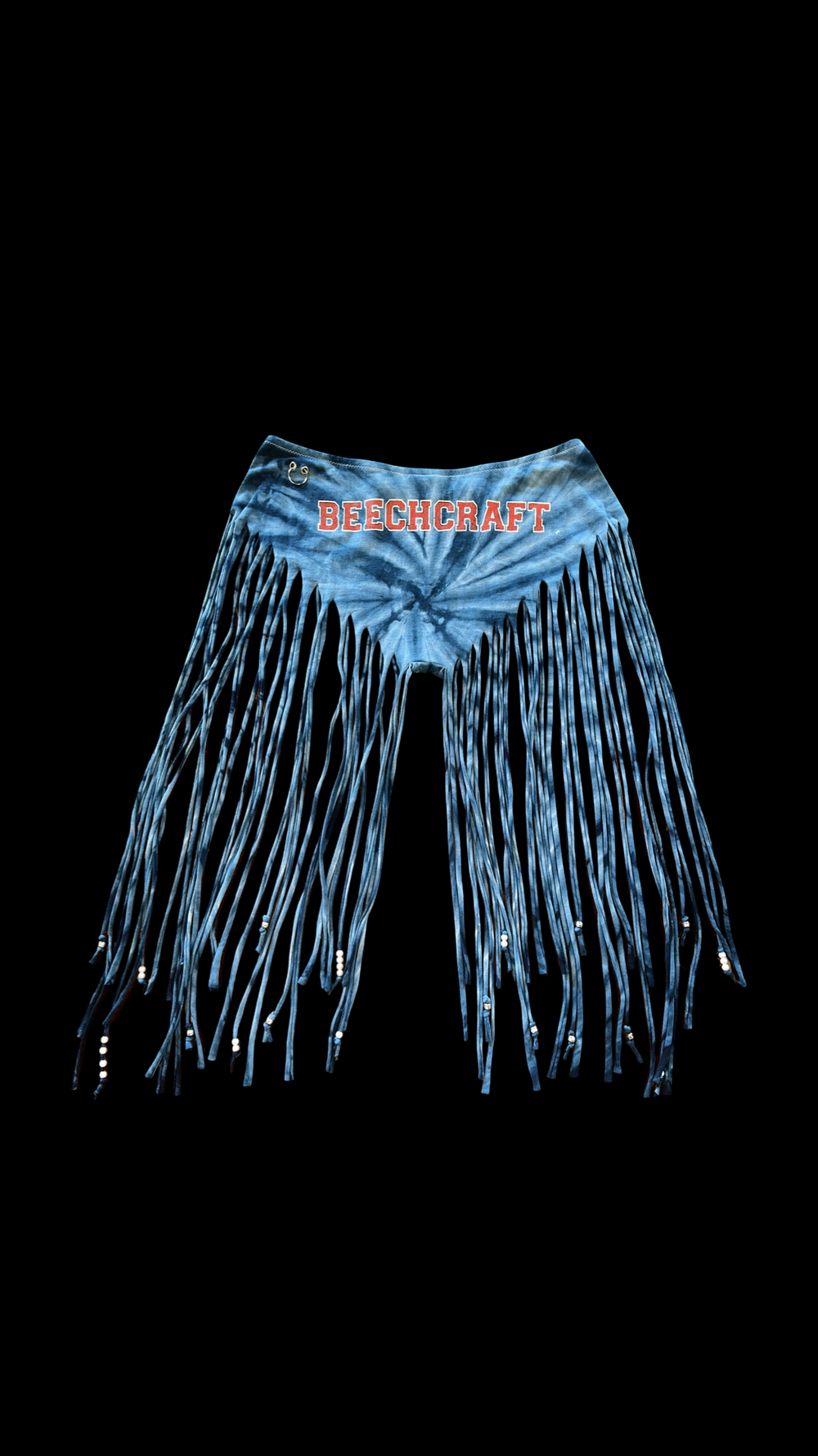 Upcycled Beechcraft Tie Dye Fringe Festival Shorts