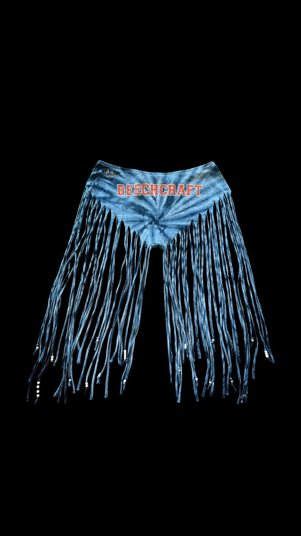 Upcycled Beechcraft Tie Dye Fringe Festival Shorts